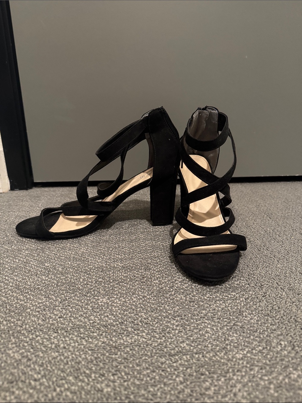 Bar III Black Strappy Block Heel Sandals
